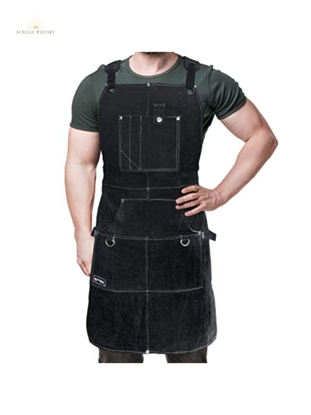 Genuine Leather Welding Apron Heavy Duty Tool Pockets Adjustable M-XXL